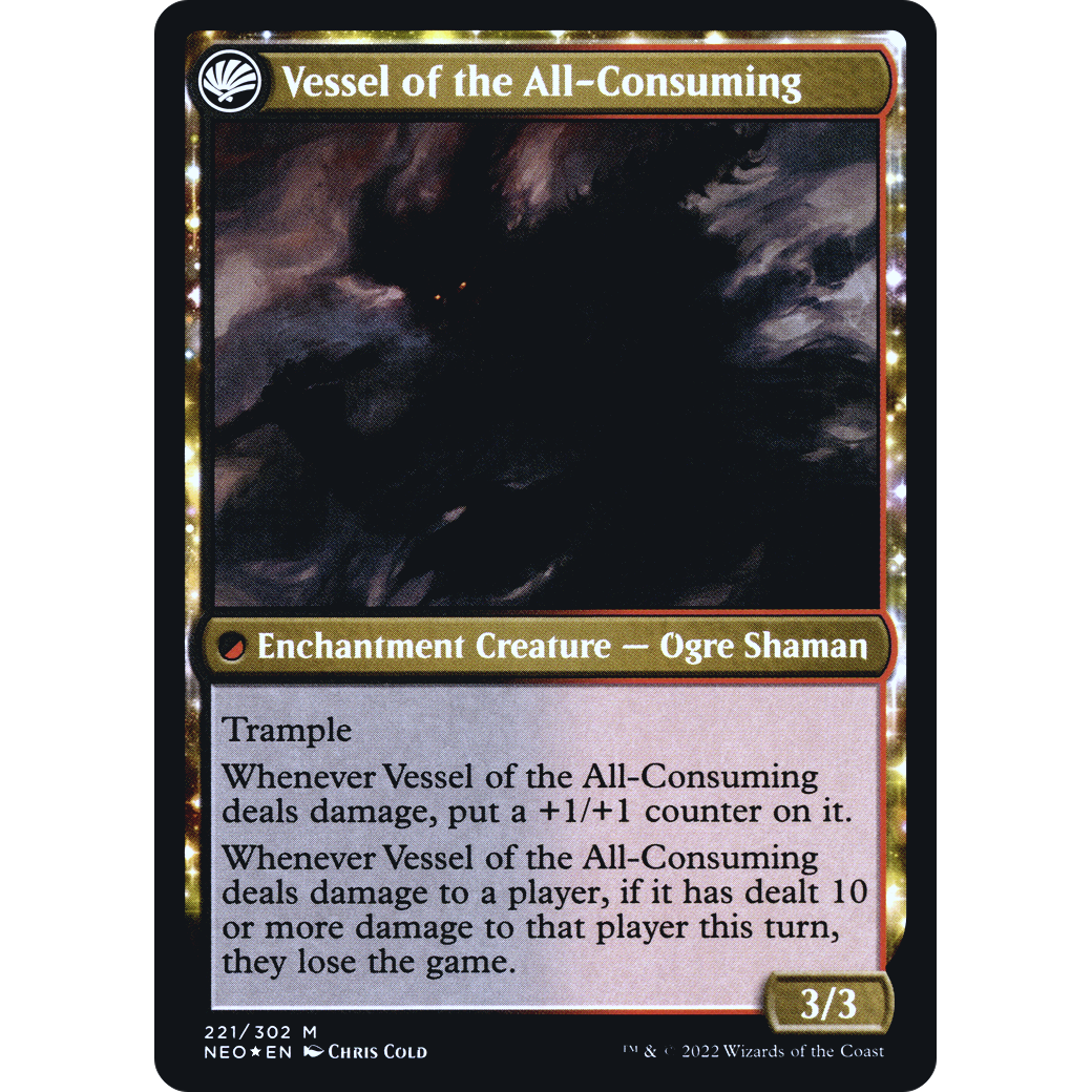 Hidetsugu Consumes All // Vessel of the All-Consuming (PRE-221S) - Kamigawa: Neon Dynasty Promos: (fandfc, enchantment) Foil