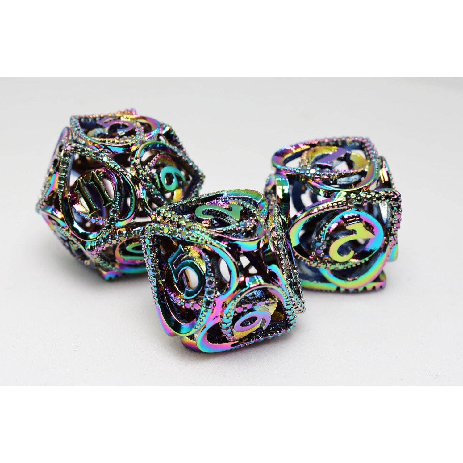 Hollow Hearts: Jeweled Burnt Opal - Metal RPG Dice Set