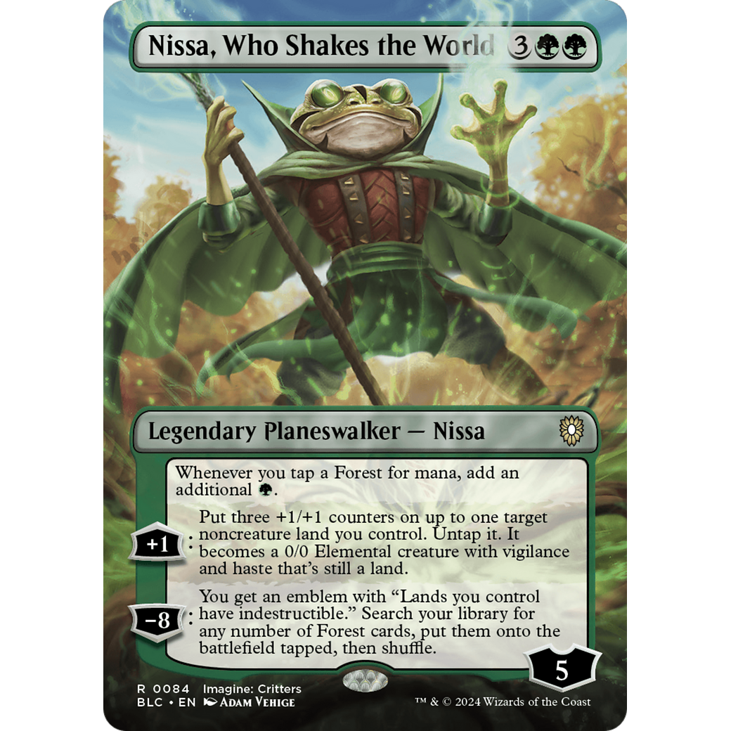 Nissa, Who Shakes the World (BLC-084) - Bloomburrow Commander (Borderless) Foil