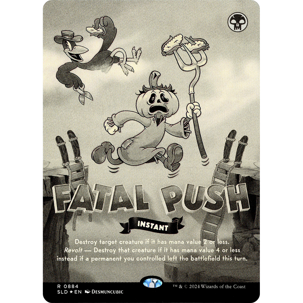 Fatal Push (0884) (Black & White Foil) (SLD-884) - Secret Lair Drop (Borderless) Foil