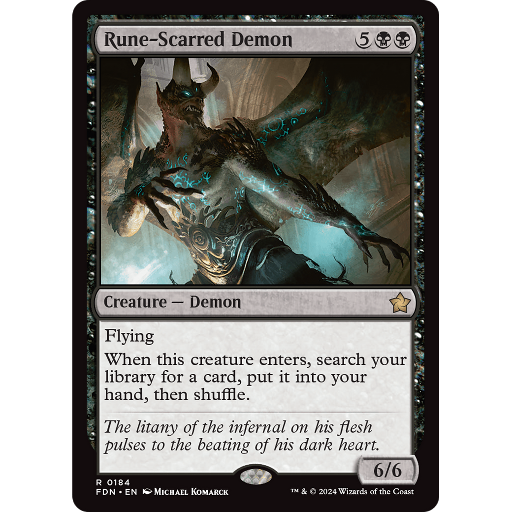 Rune-Scarred Demon (FDN-184) - Foundations Foil