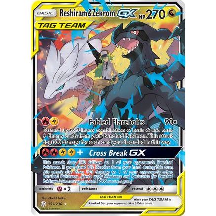 Reshiram & Zekrom GX 157/236 - SM Cosmic Eclipse Holofoil