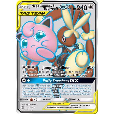 Mega Lopunny & Jigglypuff GX (Full Art) 225/236 - SM Cosmic Eclipse Holofoil