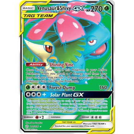 Venusaur & Snivy GX (Full Art) 210/236 - SM Cosmic Eclipse Holofoil