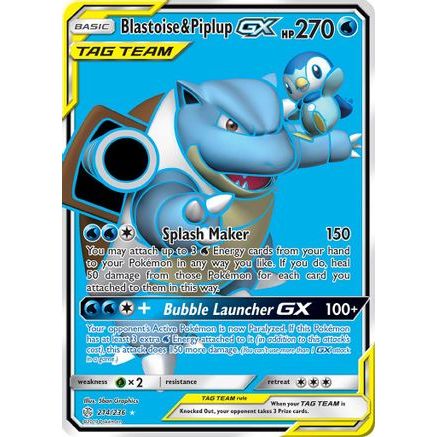 Blastoise & Piplup GX (Full Art) 214/236 - SM Cosmic Eclipse Holofoil
