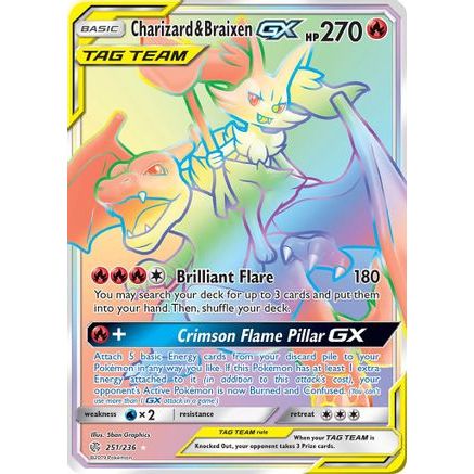 Charizard & Braixen GX (Secret) 251/236 - SM Cosmic Eclipse Holofoil