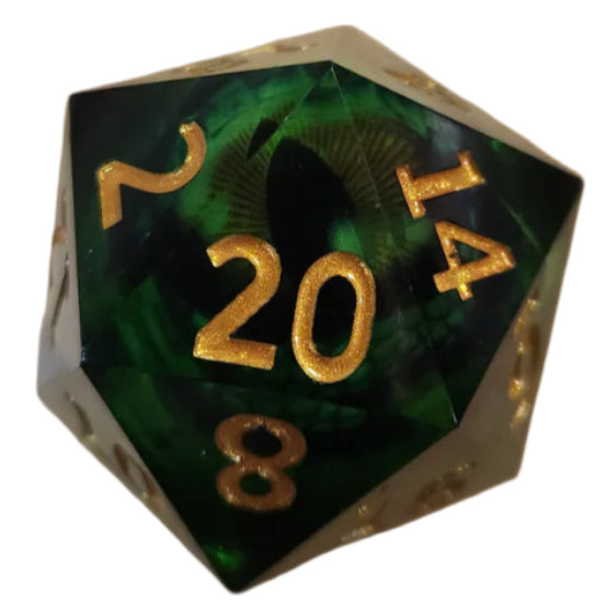 Green Dragon Eye Glowing Liquid Core Medium d20