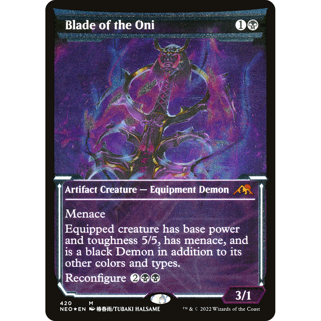 Blade of the Oni (NEO-420) - Kamigawa: Neon Dynasty: (Showcase) Etched Foil
