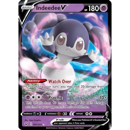 Indeedee V 91/202 - SWSH01 Sword & Shield Base Set Holofoil