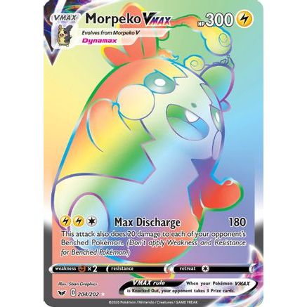 Morpeko VMAX (Secret) 204/202 - SWSH01 Sword & Shield Base Set Holofoil