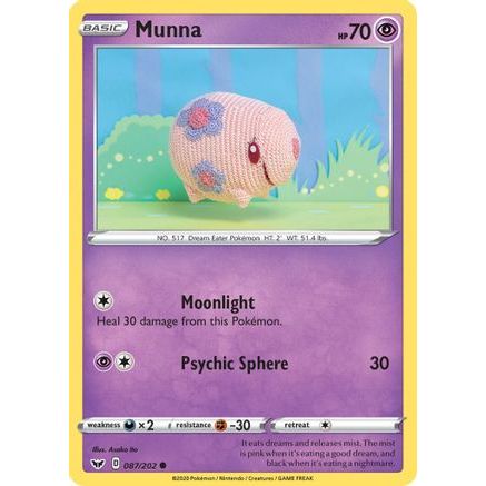 Munna 87/202 - SWSH01 Sword & Shield Base Set Reverse Holofoil