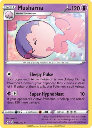 Musharna 88/202 - SWSH01 Sword & Shield Base Set Reverse Holofoil
