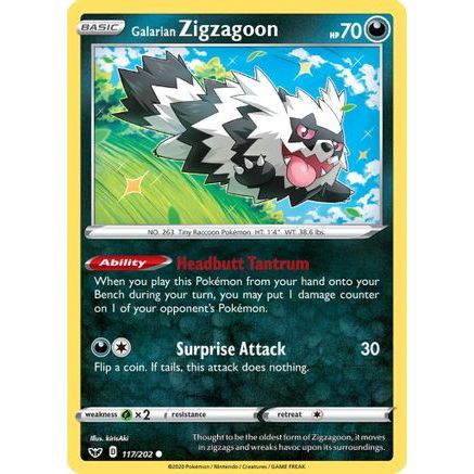 Galarian Zigzagoon 117/202 - SWSH01 Sword & Shield Base Set Reverse Holofoil