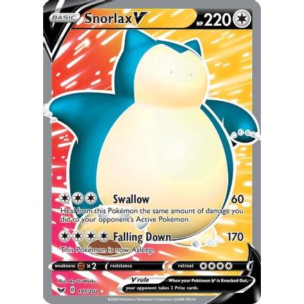 Snorlax V (Full Art) 197/202 - SWSH01 Sword & Shield Base Set Holofoil