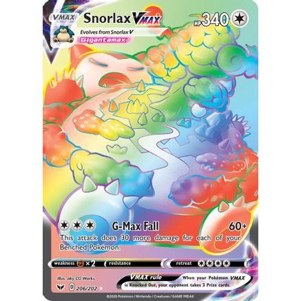 Snorlax VMAX (Secret) 206/202 - SWSH01 Sword & Shield Base Set Holofoil