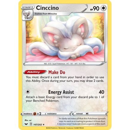 Cinccino 147/202 - SWSH01 Sword & Shield Base Set Reverse Holofoil