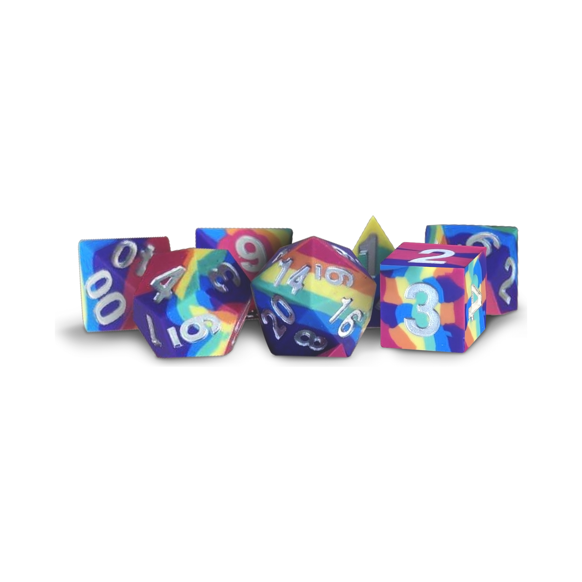 Rainbow Sharp Edge Silicone Rubber Dice Set