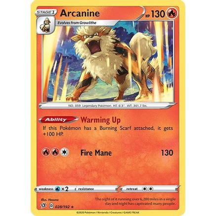 Arcanine 28/192 - SWSH02 Rebel Clash Reverse Holofoil