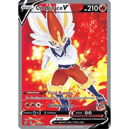 Cinderace V (Full Art) 178/192 - SWSH02 Rebel Clash Holofoil