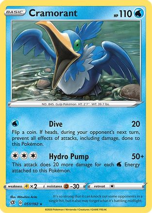 Cramorant 51/192 - SWSH02 Rebel Clash Reverse Holofoil