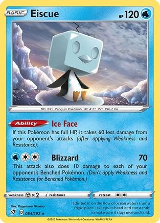 Eiscue 54/192 - SWSH02 Rebel Clash Reverse Holofoil