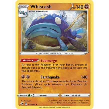Whiscash 100/192 - SWSH02 Rebel Clash Reverse Holofoil