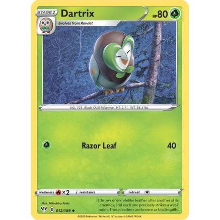 Dartrix 12/189 - SWSH03 Darkness Ablaze Reverse Holofoil