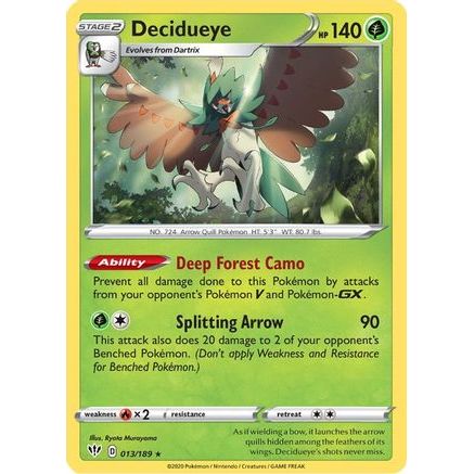 Decidueye 13/189 - SWSH03 Darkness Ablaze Reverse Holofoil