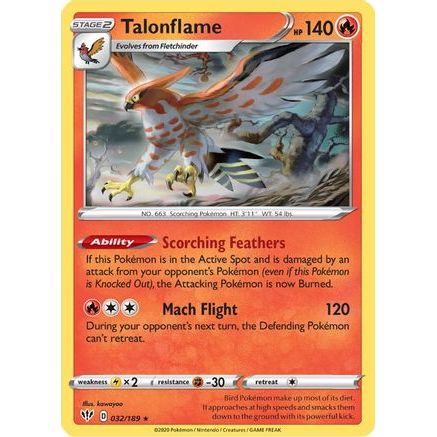 Talonflame 32/189 - SWSH03 Darkness Ablaze Reverse Holofoil