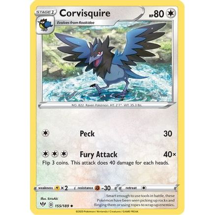Corvisquire 155/189 - SWSH03 Darkness Ablaze Reverse Holofoil