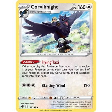 Corviknight 156/189 - SWSH03 Darkness Ablaze Reverse Holofoil