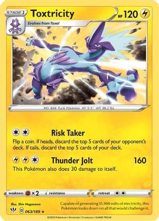 Toxtricity 63/189 - SWSH03 Darkness Ablaze Reverse Holofoil