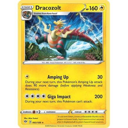 Dracozolt 65/189 - SWSH03 Darkness Ablaze Reverse Holofoil
