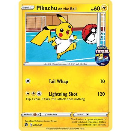 Pikachu on the Ball - 001/005 (Pokemon Futsal) 1/5 - Miscellaneous Cards & Products