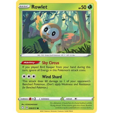 Rowlet 6/72 - Shining Fates Reverse Holofoil