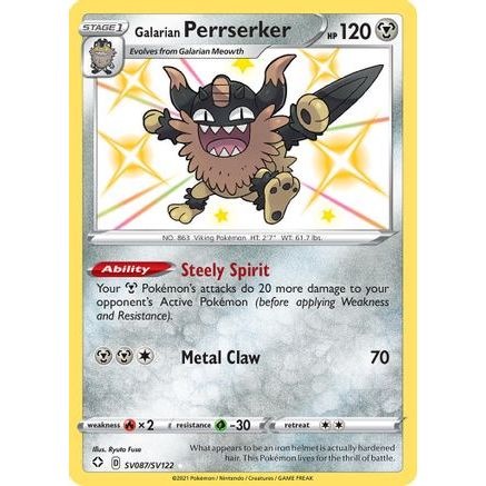 Galarian Perrserker SV087/122 - Shining Fates Shiny Vault Holofoil