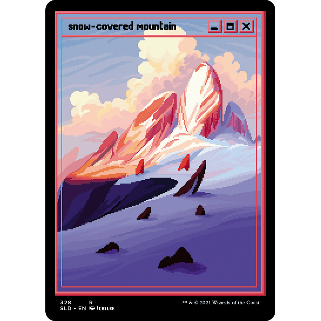 Snow-Covered Mountain (PixelSnowLands.jpg) (SLD-328) - Secret Lair Drop