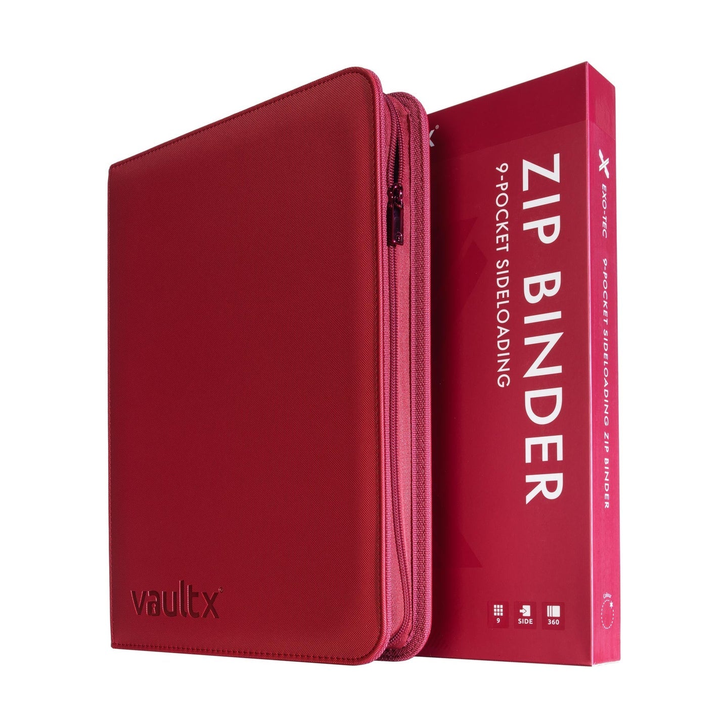Vault X Metallic Red 9-Pocket Exo-Tec Zip Binder