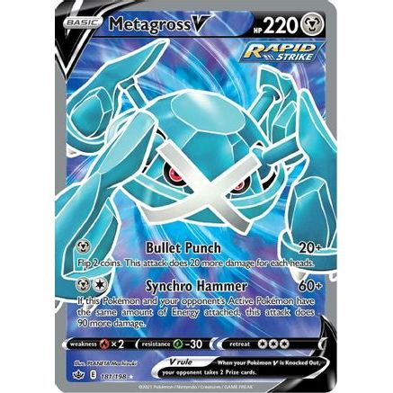 Metagross V (Full Art) 181/198 - SWSH06 Chilling Reign Holofoil