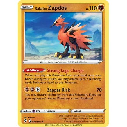 Galarian Zapdos 82/203 - SWSH07 Evolving Skies Reverse Holofoil