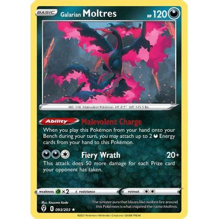 Galarian Moltres 93/203 - SWSH07 Evolving Skies Holofoil