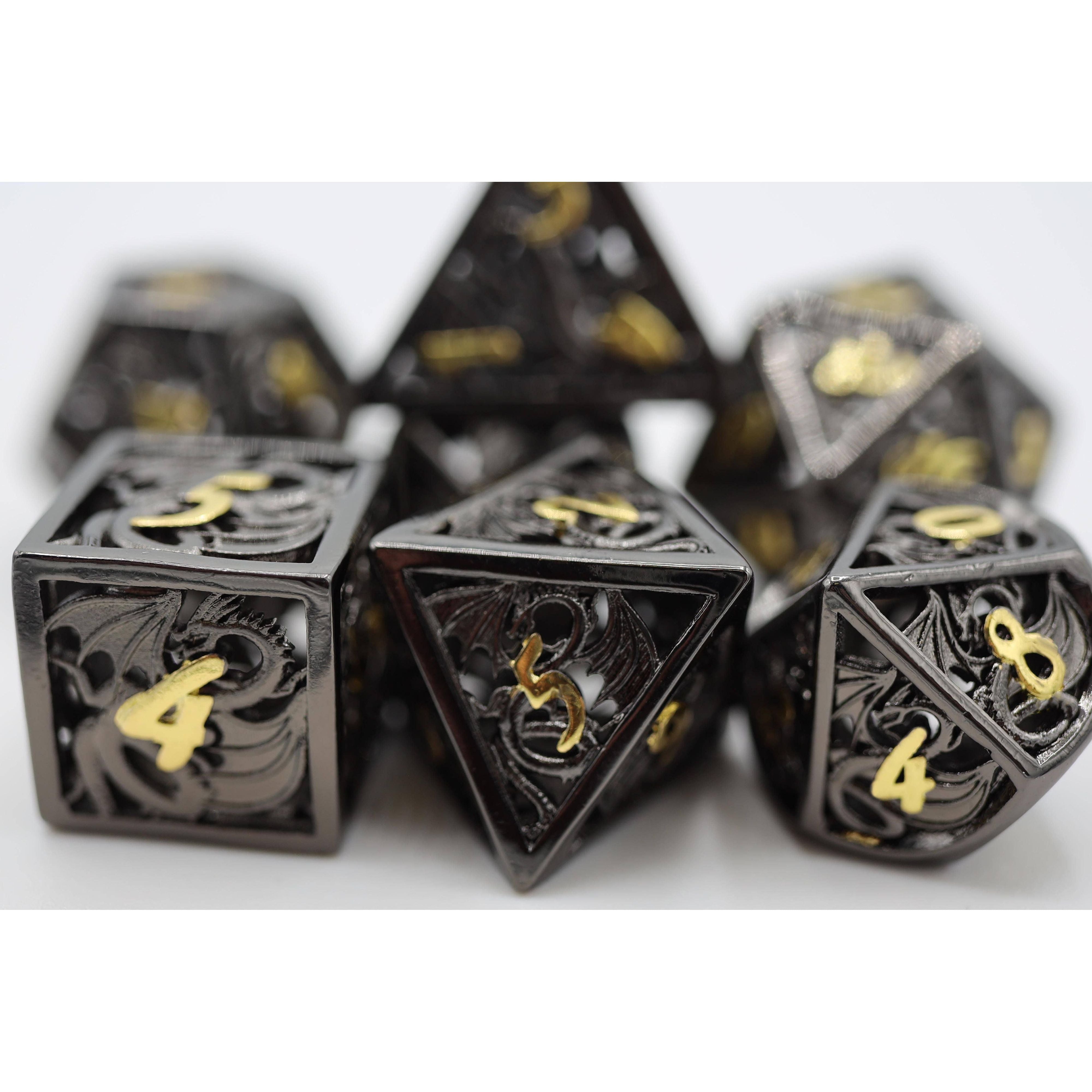 Dragon Essence: Night - Hollow Metal RPG Dice Set