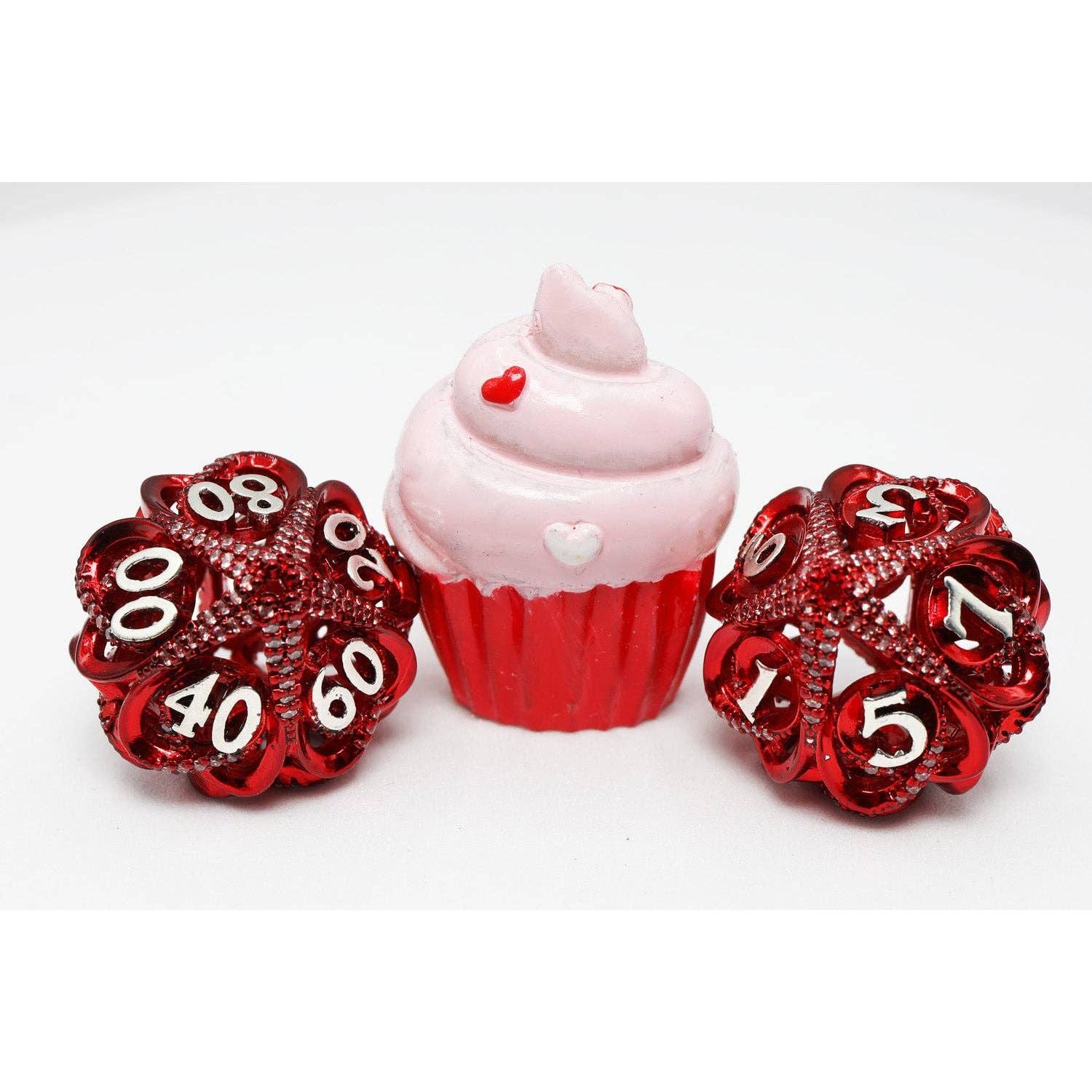 Hollow Hearts: Jeweled Red - Metal RPG Dice Set