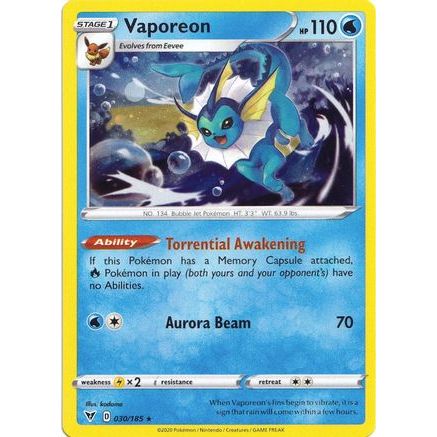 Vaporeon - 030/185 (Cosmos Holo) 30 - Miscellaneous Cards & Products Holofoil