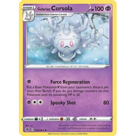 Galarian Cursola 118/264 - SWSH08 Fusion Strike Reverse Holofoil