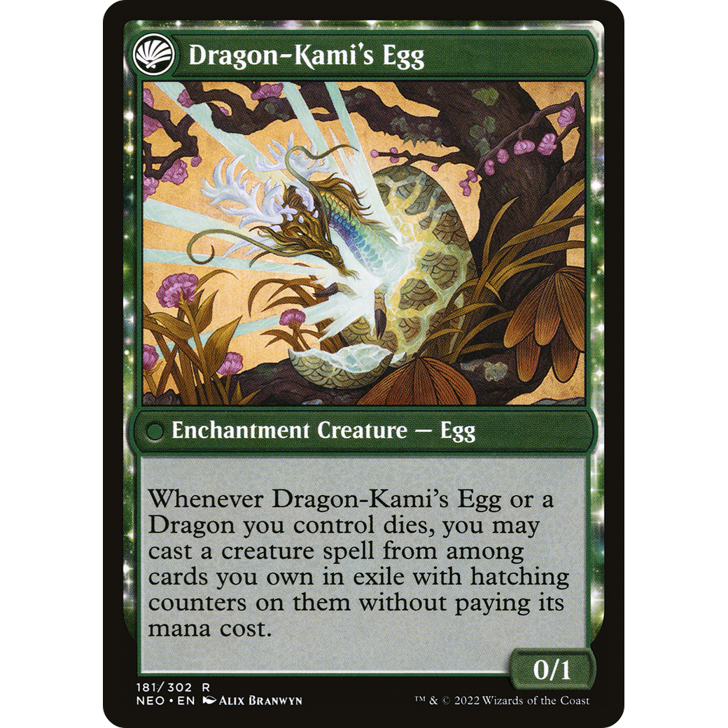The Dragon-Kami Reborn // Dragon-Kami's Egg (NEO-181) - Kamigawa: Neon Dynasty: (fandfc, enchantment) Foil