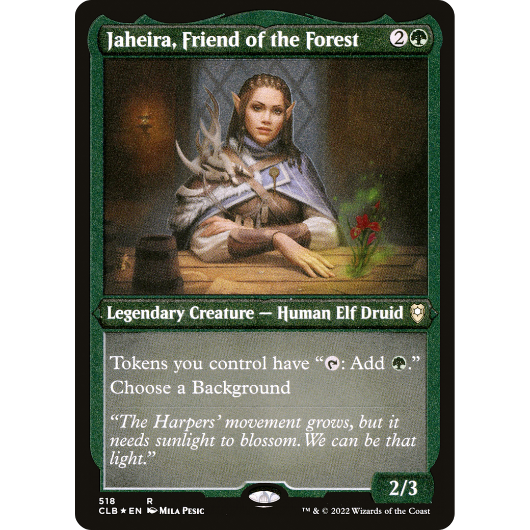 Jaheira, Friend of the Forest (CLB-518) - Commander Legends: Battle for Baldur's Gate Etched Foil