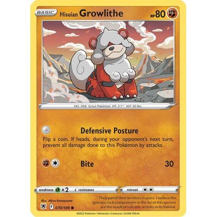 Hisuian Growlithe 70/189 - SWSH10 Astral Radiance Reverse Holofoil