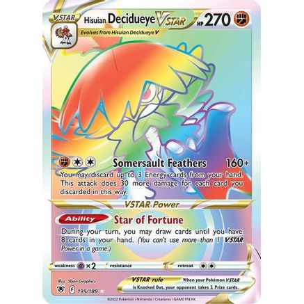 Hisuian Decidueye VSTAR (Secret) 195/189 - SWSH10 Astral Radiance Holofoil