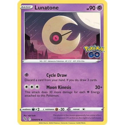 Lunatone 34/78 - Pokemon GO Reverse Holofoil